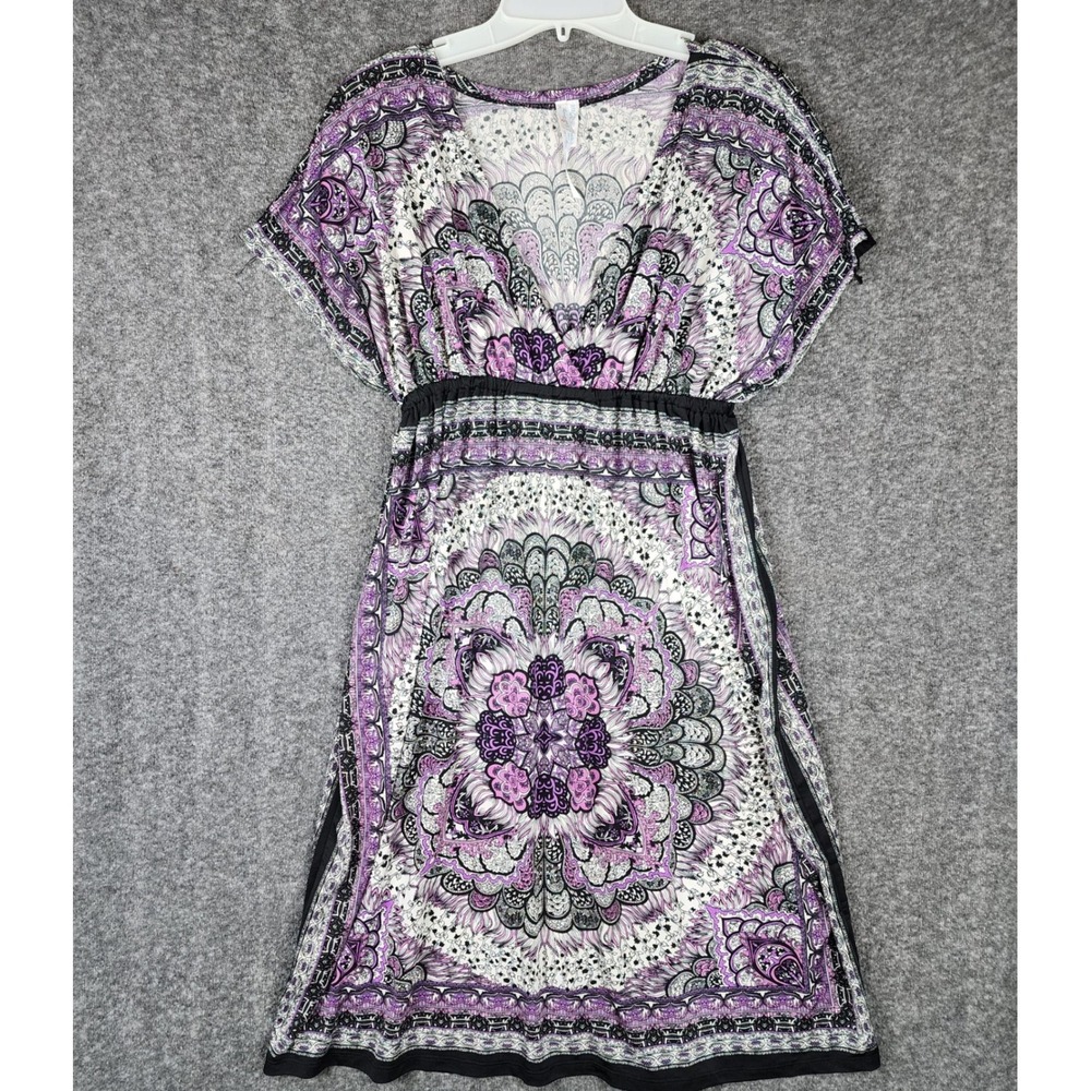 Ocean Breeze Dress Womens Medium Empire Waist Purple Paisley EUC
